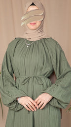 Kolları Kaplama Düğmeli Elbise 5132