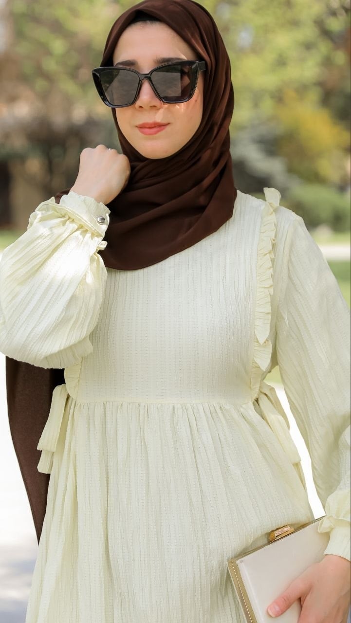 Göğsü Fırfırlı Elbise 5131